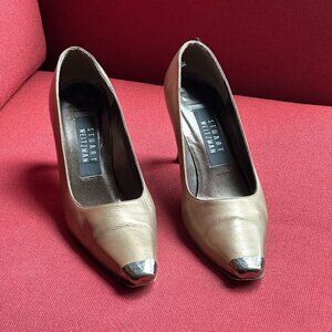 Stuart Weitzman Brown Leather Pumps with Silver Cap Toe - Size 6.5